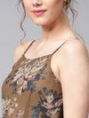 Floral Printed Maxi Dress - Brown (4592064725050)