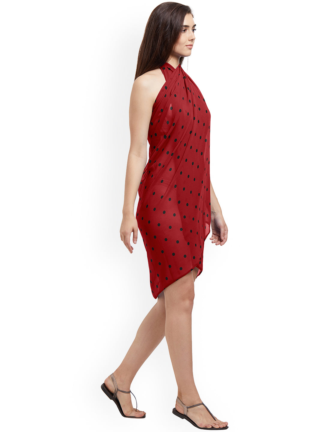 Red Polka Dot Printed Sarong (4386911354938)